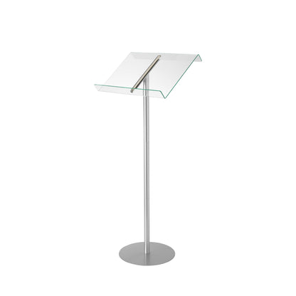 Deflecto Lectern Without Ring Binder Floor Stand – Silver/Clear - Acrylic Sign Holder - Base Stand for Speech - Music Stands