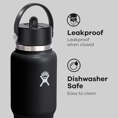 Hydro Flask 32 Oz Wide Flex Straw Travel Bottle Black