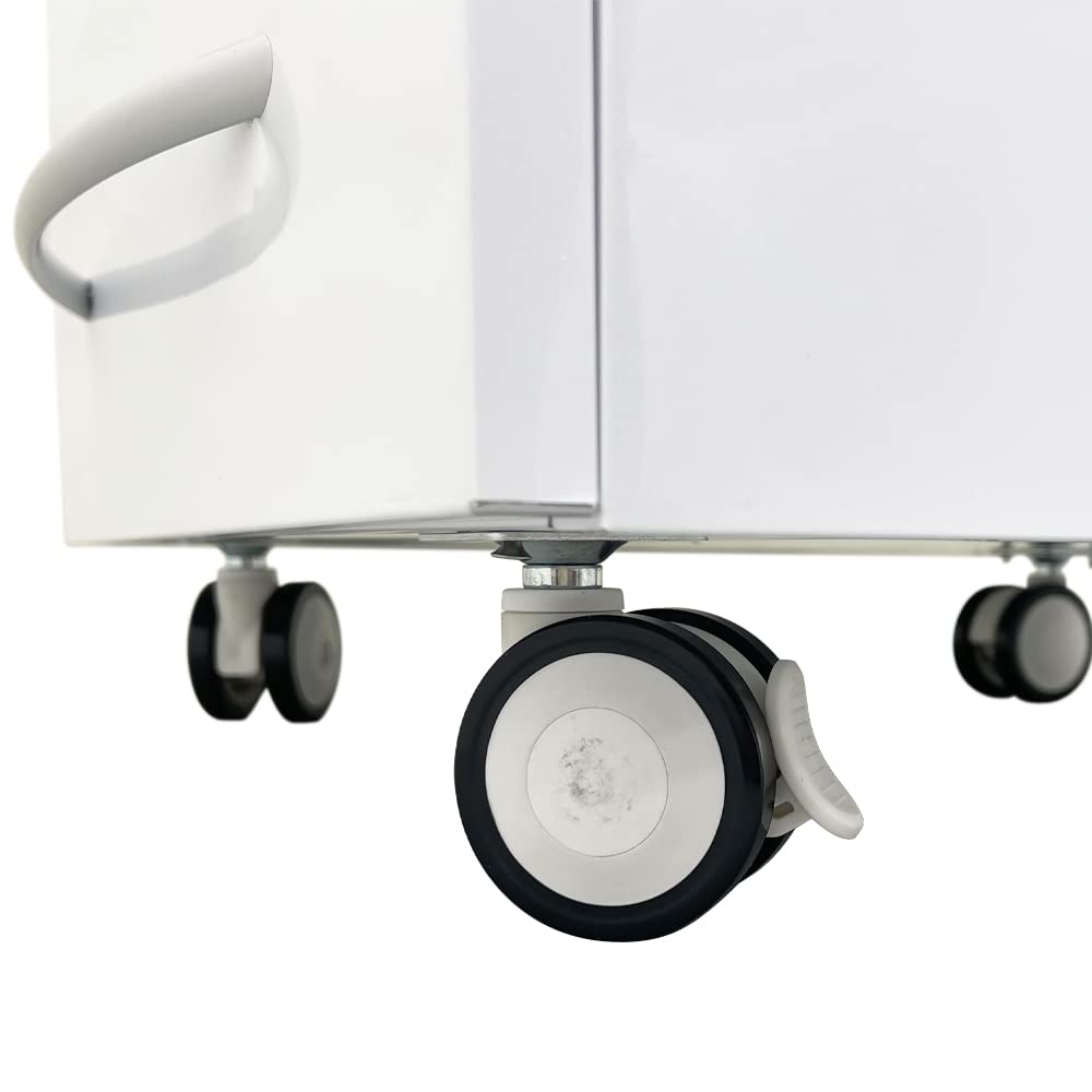 EQCOTWEA Vertical Mobile Dental Cart with Lock 5-Drawer Stainless Steel Medical Storage Cabinet on Rolling Wheels with Brakes Portable Utility Cart for Dental Assistant Hospital Clinic Office Home Use