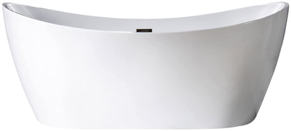 WOODBRIDGE 71" Acrylic Freestanding Bathtub Contemporary Soaking Tub, White Acrylic (Oil Rubbed Bronze Drain/Overflow),B0017 ORB Drain &O