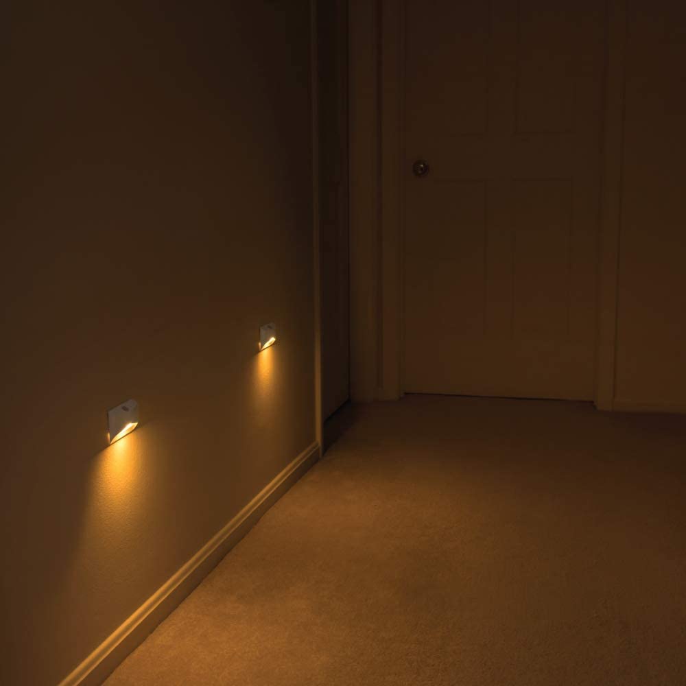 Beams MB710A 15 Lumen Amber LED Sleep Friendly Wireless Battery Powered Motion Sensing Nightlight, 3-Pack, White