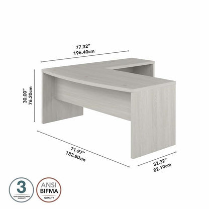Bush Business Furniture L Shape Desk with Wire Management | Echo Collection Corner Bow Front Table for Home Office with Quick-to-Assemble Hardware | 72Wx77Lx30H
