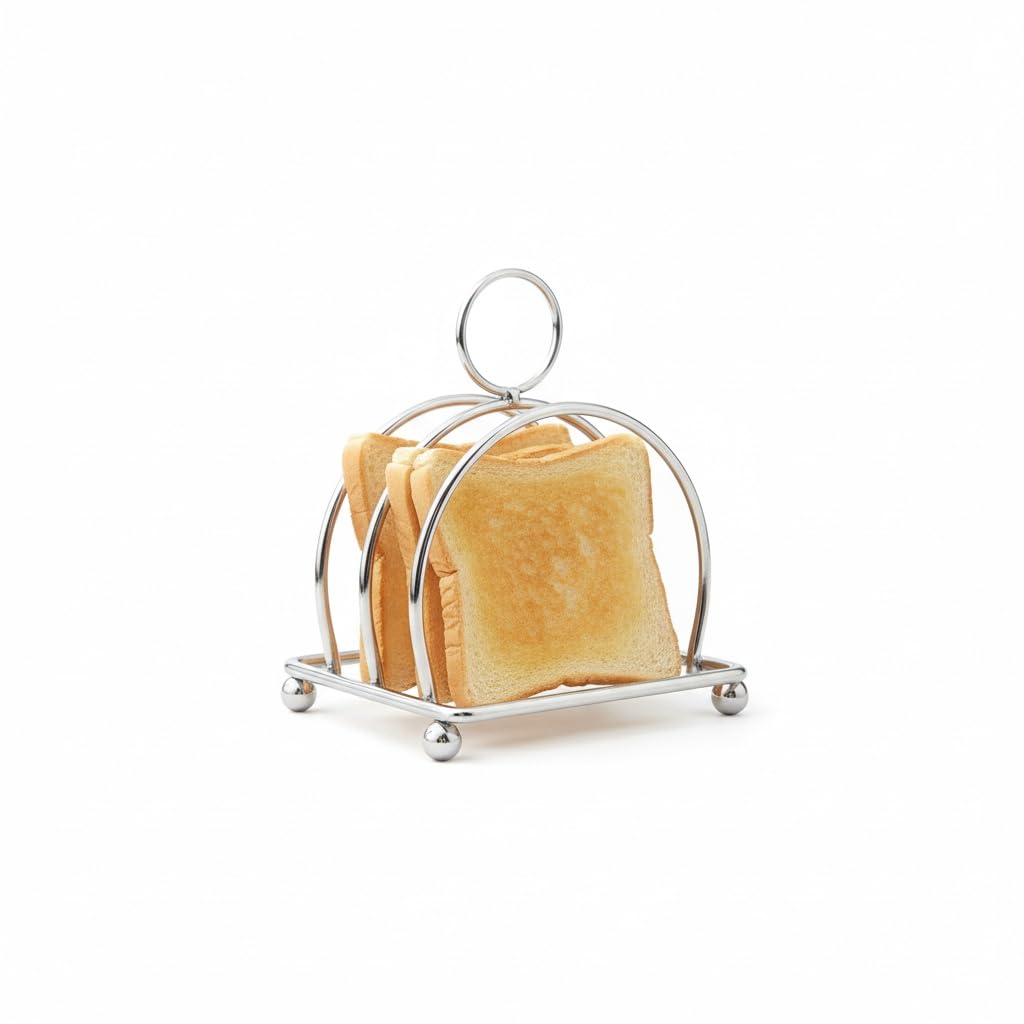 BESTYASH Stainless Steel Toast Holder Rack 2-Pack Countertop Bread Stand Organizer for Kitchen and Restaurant Multipurpose Bread Slices Storage and Display