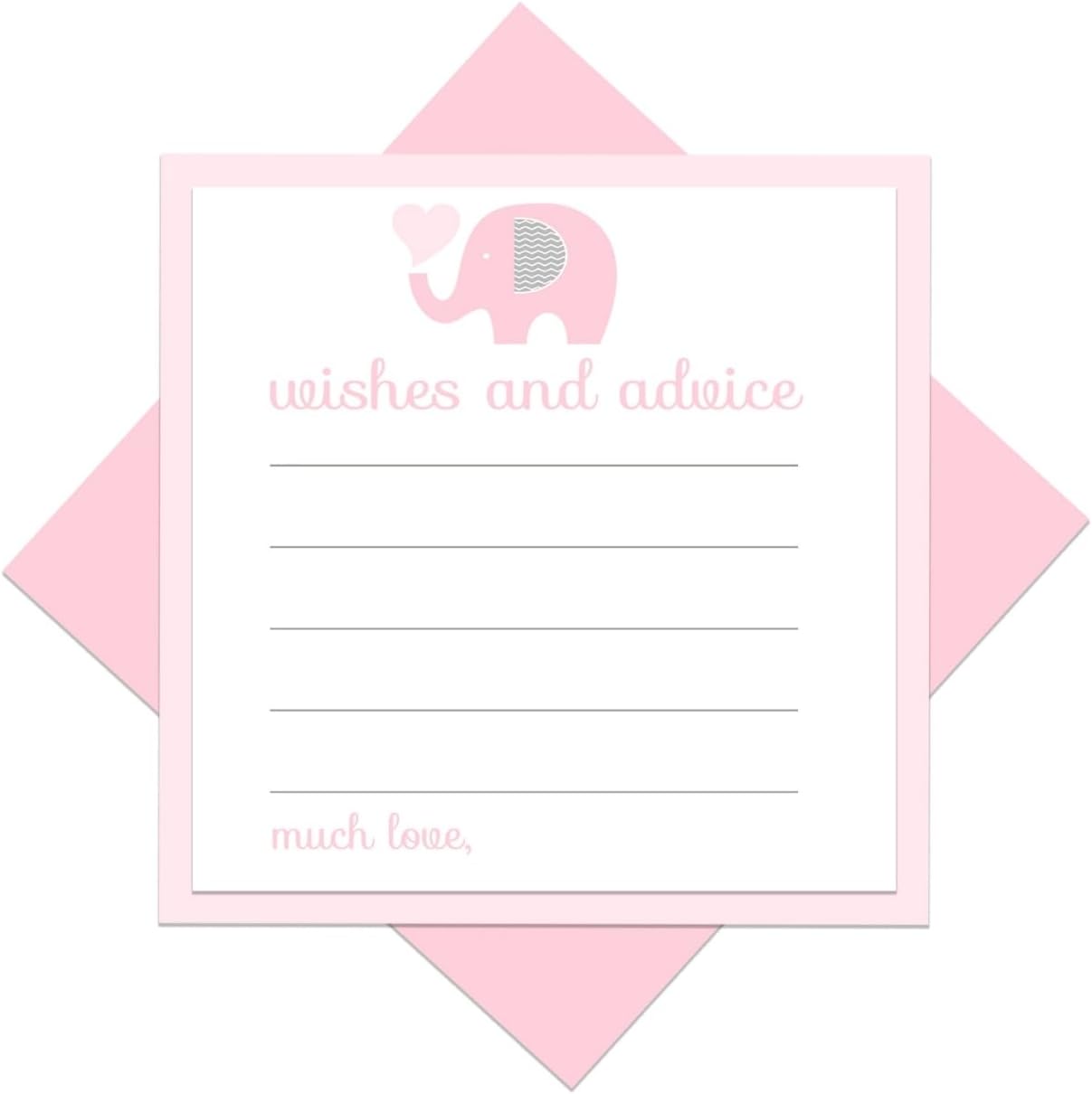 Pink Elephant Advice Cards (25 Pack) - Fun Baby Shower Game, Unique Guest Book Alternative, 4x4 Cards