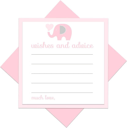 Pink Elephant Advice Cards (25 Pack) - Fun Baby Shower Game, Unique Guest Book Alternative, 4x4 Cards