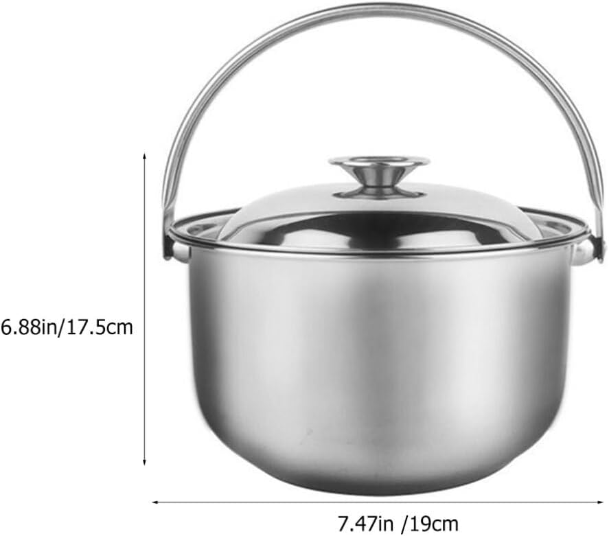 Hemoton 1.6L/1.5QT Stainless Steel Stockpot with Lid & Handle for Cooking Pasta, Soup, Stew