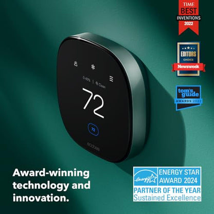 ecobee Smart Thermostat Premium with Smart Sensor and Air Quality Monitor - Programmable Wifi Thermostat - Works with Siri, Alexa, Google Assistant