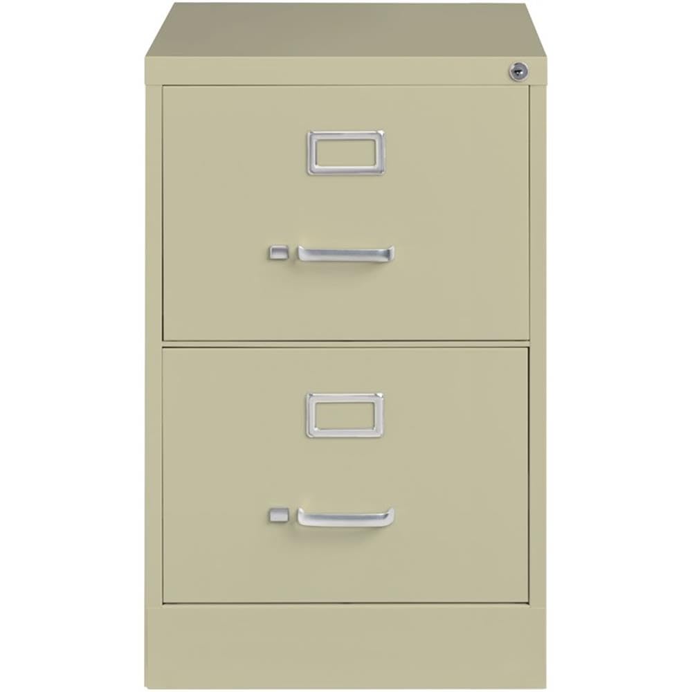 Pemberly Row 26.5" D Metal Vertical Filing Cabinet, Legal Width, 2 Drawer, Putty Finish, Durable Commercial Grade Steel, Lockable Office Storage for Files, Fully Assembled