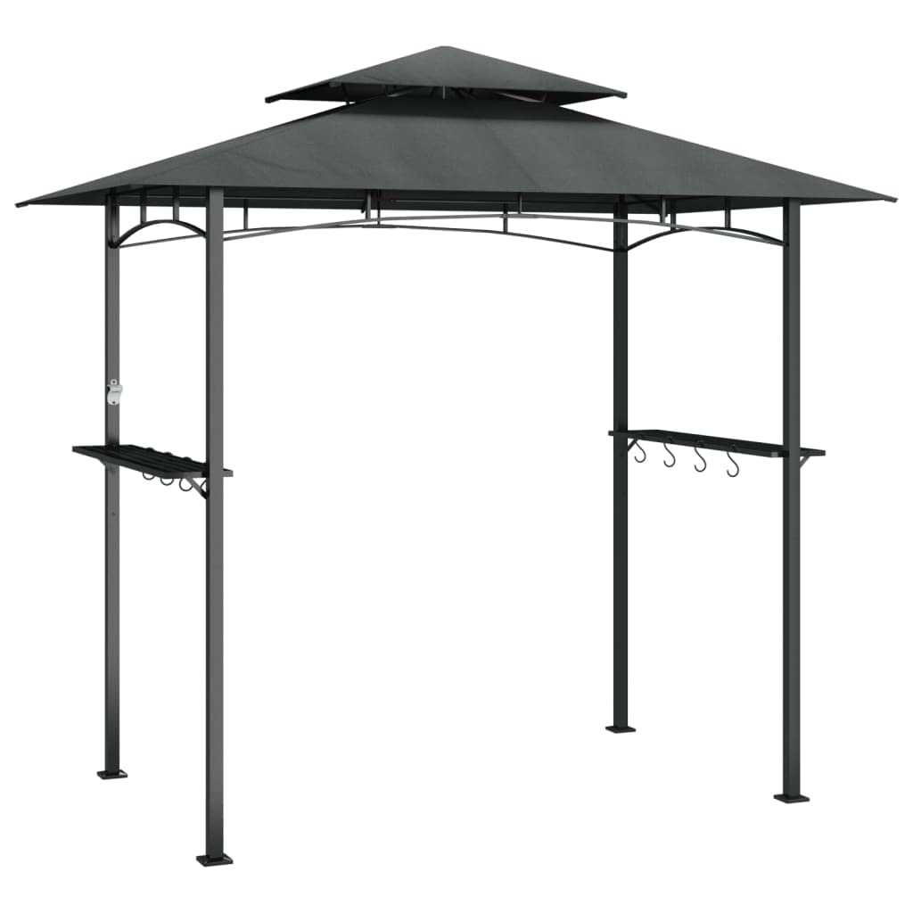 Xhnifbn Anthracite Steel BBQ Gazebo 94.5 x 94.5 x 95.7 in Powder-Coated Frame Double-Tier Roof Outdoor Canopy for Backyard Grilling, Family Reunion, Patio Party