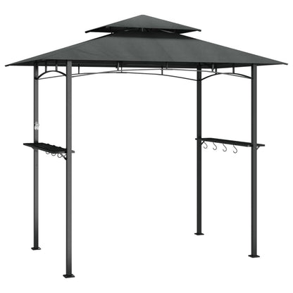 Xhnifbn Anthracite Steel BBQ Gazebo 94.5 x 94.5 x 95.7 in Powder-Coated Frame Double-Tier Roof Outdoor Canopy for Backyard Grilling, Family Reunion, Patio Party