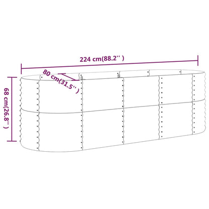 Foknhdi 88.2 x 31.5 x 26.8 in Large Oval Raised Garden Bed, Powder-Coated Steel Planter Box, Silver Modern Raised Planter for Patio Balcony Outdoor Vegetables Herbs Flowers
