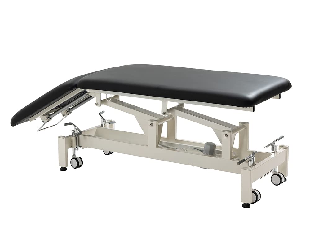 Physical Therapy Table,HomelyD Hi-Lo adjustable 2 section PT Treatment table,ultra comfortable foot control Facial Salon SPA Bed for Clinic,Massage and Acupuncture (Black）)-blue