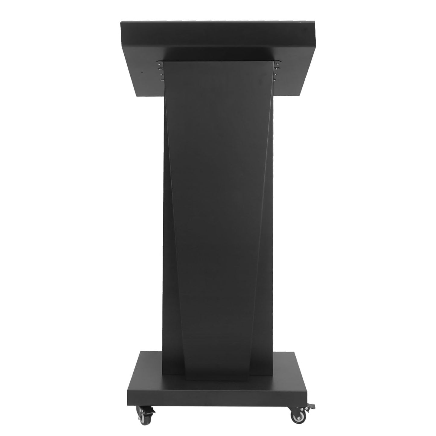 BERPET Podium Stand with 4 Locking Wheels, Lecterns & Podiums for Church School Office Conference Home, Heavy Duty Metal, Large Storage Area, Slant Desktop, 50.4" H
