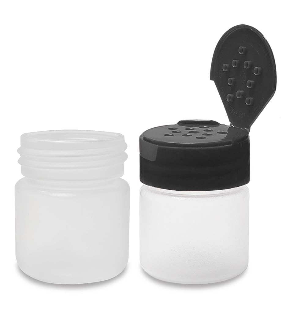 ljdeals 1 oz Plastic Spice Jars with Black Flip & Sift Caps – 12 Pack Empty Spice Bottles for Herbs, Seasonings, Powders, Camping, Travel, Kitchen, Restaurant Use – BPA-Free, Recyclable, Made in USA