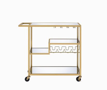 GOWE Adamsen Mirrored & Champagne Finish Serving Cart