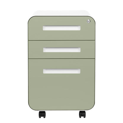 Laura Davidson Furniture Stockpile 3 Drawer File Cabinet with Lock - Under Office Desk Metal Filing Cabinet, Legal/Letter File Folders, Wheels and Stationary Feet, Pre-Assembled, Sage Green