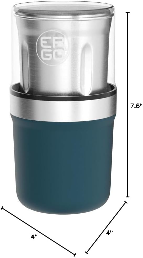 ERGO Herb Grinder - Electric. Large Capacity with Removable (washable) Stainless Cup and Airtight Lid. For Herbs