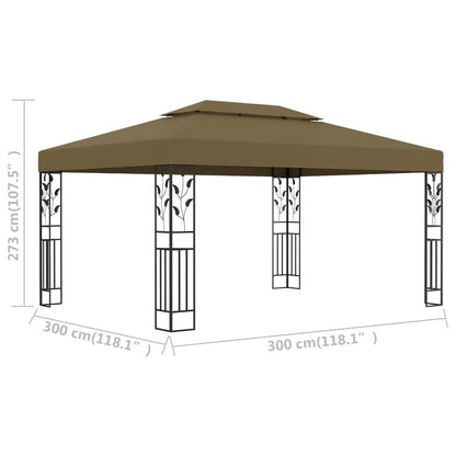 Taupe Outdoor Gazebo 100% Polyester with PA Coating, Powder-Coated Steel Frame, 9.8 x 13.1 ft Rectangular Canopy Tent for Patio, Garden, Backyard Events Outdoor Structures