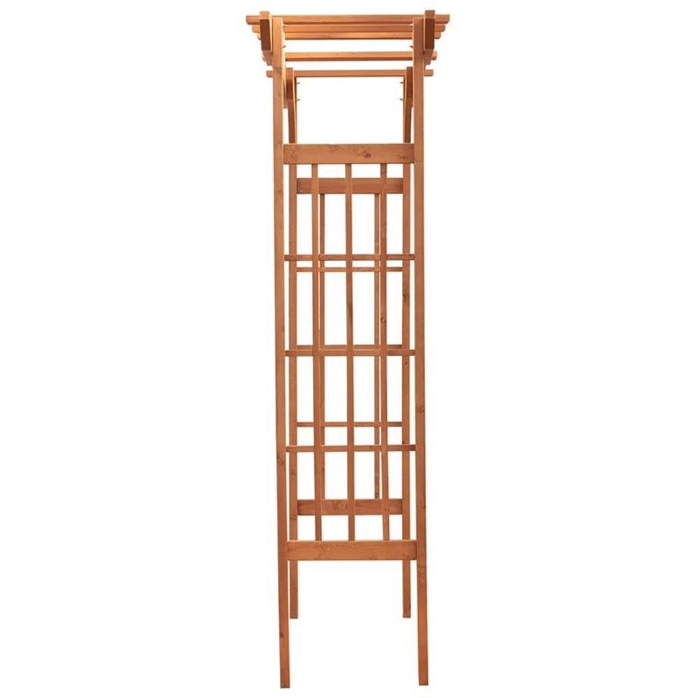 Pemberly Row Wood Lattice Design Arbor, Medium Brown Finish, 80" H x 60" W x 24" D, Durable Wooden Construction with Protective Coating, Garden Entryway or Decorative Outdoor Centerpiece for Climbing