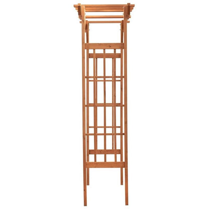 Pemberly Row Wood Lattice Design Arbor, Medium Brown Finish, 80" H x 60" W x 24" D, Durable Wooden Construction with Protective Coating, Garden Entryway or Decorative Outdoor Centerpiece for Climbing