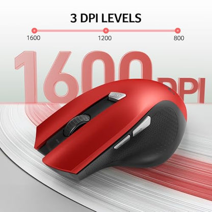 acer Wireless Mouse for Laptop, 2.4GHz Computer Mouse 3 Adjustable DPI Office Cordless USB Mice with USBA Receiver, 6 Buttons, 1600 DPI, Medium to Large Sized Hands Compatible with PC, Laptop, Desktop
