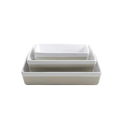 MARTHA STEWART 3-Piece Oven to Table Stoneware Bakeware Set – Baking Dish & Casserole Set – Grey – Durable Oven-Safe Bakeware for Baking and Serving
