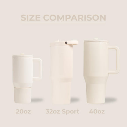 HydroJug Sport - Stainless Steel Tumbler with Straw, Vacuum Insulated, 32oz Leakproof Water Bottle, Ergonomic Design, Reusable, Dishwasher Safe, Rubber Base, Durable for Gym or Outdoors, Cream