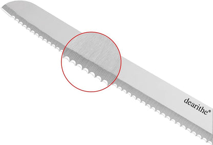 10 Inch Serrated-Bread Knife, Black Full-Tang Stainless Sharp Wavy Edge for Slicing Bread