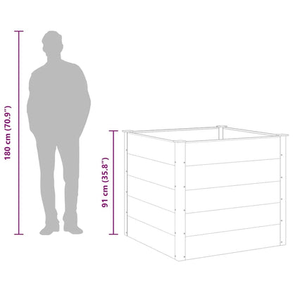 Tmriohed Grey WPC Garden Raised Bed 39.4 x 39.4 x 35.8 in Square Outdoor Planter Box, Wood-Plastic Composite & Aluminum Frame, Large Planter for Patio Balcony Deck Yard
