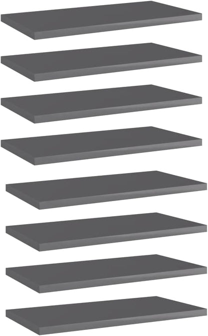 vidaXL Engineered Wood Bookshelf Boards - High Gloss Gray Replacements, Durable Storage Solutions for Modern Living