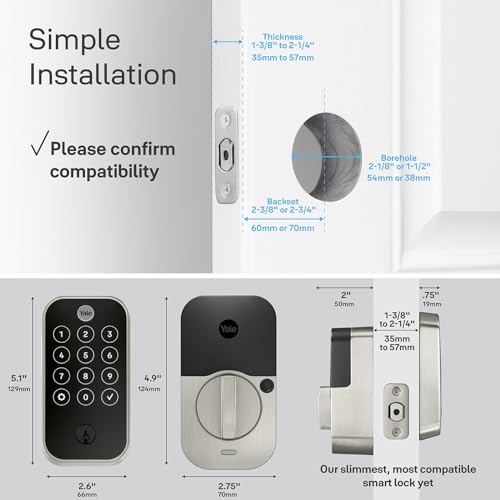 Yale Assure Lock 2 Touch Deadbolt, Black Suede Key-Free Smart Entry Door Lock with Wi-Fi Connected Touchscreen Keypad and Fingerprint Scanner for Code Entry and Remote Access, YRD450-F-WF1-BSP