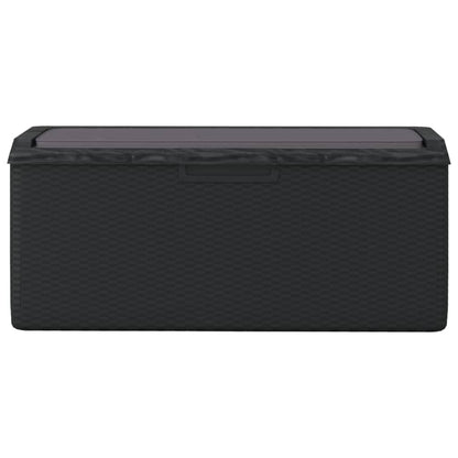 92.5 Gal Patio Storage Box with Seat Cushion, Rattan Look PP Outdoor Storage Chest for Cushions Pillows Blankets, Gas-Lift Design, Lockable, Anthracite