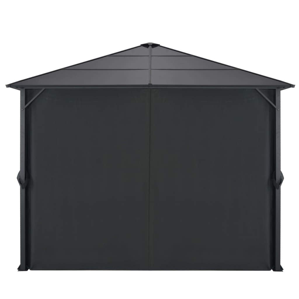 Outdoor Gazebo 9.8'x9.8' Hardtop Canopy Pavilion with Protective Curtains, Aluminum and Steel Frame for Backyard Patio Garden Lawn Events