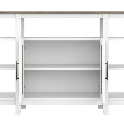 Bush Furniture Key West Tall TV Stand with Set of 2 Bookcases, Farmhouse Entertainment Center for 65 Inch Television, 17D x 60W x 66H, Pure White and Shiplap Gray