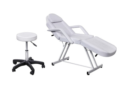 Salonsunny White Beauty Facial Tabel Bed Chair Professional Massage Adjustable Tattoo Chair Salon Bed with Hydraulic Stool