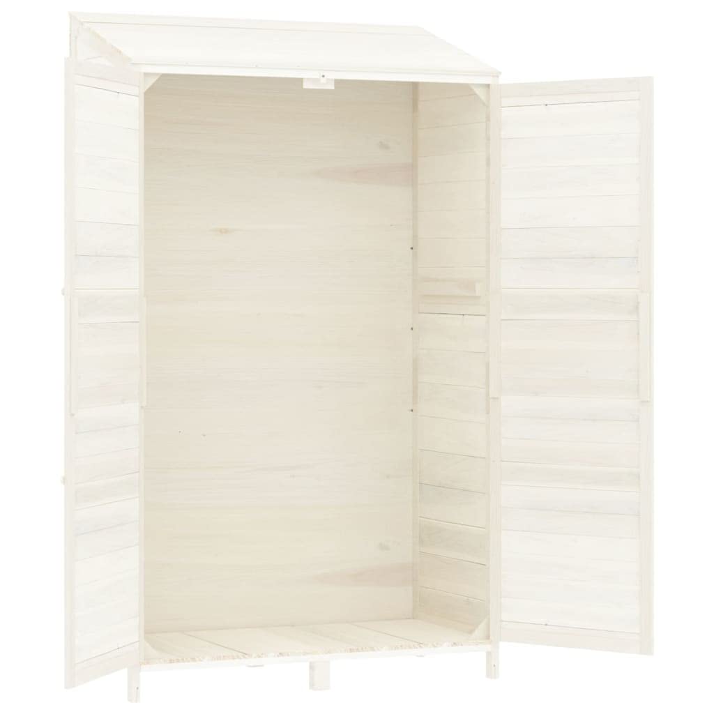 Outdoor Garden Shed 40.2x20.5x68.7 in, Solid Fir Wood Storage Cabinet with Lockable Doors for Backyard Lawn Tool Organization, White