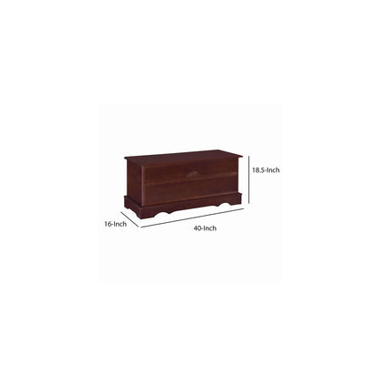 HomeStock Wooden Lift Top Chest with Carved Details - Dark Brown Storage Trunk