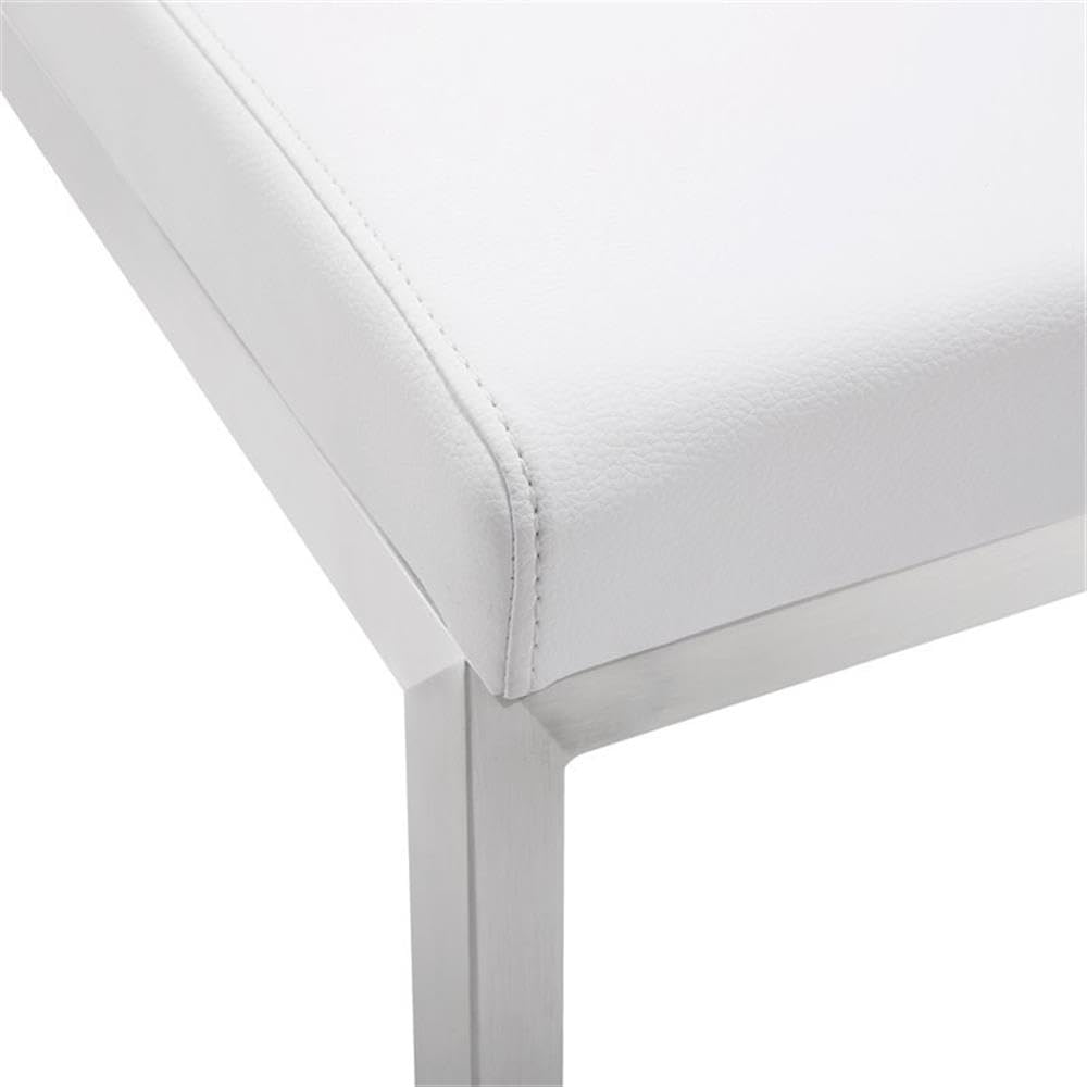 Tov Furniture Parma White Performance Vegan Leather and Stainless Steel Counter Stool - Set of 2