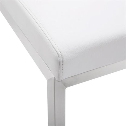 Tov Furniture Parma White Performance Vegan Leather and Stainless Steel Counter Stool - Set of 2
