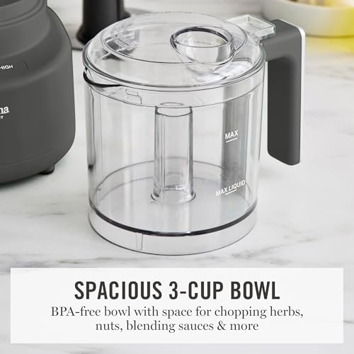 Martha Stewart 3 Cup Food Processor, Electric Vegetable Chopper, Stainless Steel Blades, 24oz BPA-Free Bowl, Pour Spout, Dicing, Mincing, Chop & Puree, Dishwasher Safe, Oil Chute, Easy-Clean, Caviar
