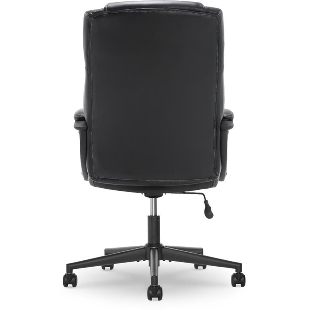 Pemberly Row Faux Leather Modern Swivel Executive Office Desk Chair, Height Adjustable Upholstered Rolling Chair for Meeting Room, Comfortable Computer Chair for Home Office and Study Room, Black