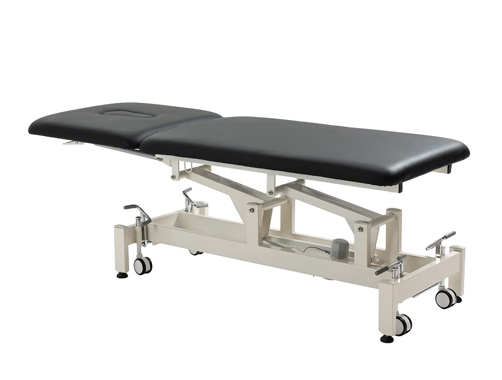 Physical Therapy Table,HomelyD Hi-Lo adjustable 2 section PT Treatment table,ultra comfortable foot control Facial Salon SPA Bed for Clinic,Massage and Acupuncture (Black）)-blue