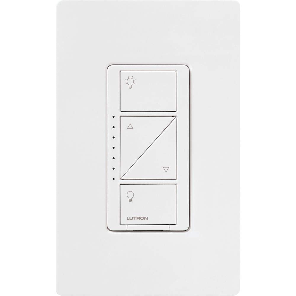 Lutron Caseta Original Smart Dimmer Switch With Wallplate (Lutron Smart Hub Required), for LED Lights, 150 Watt, Single-Pole/3-Way, No Neutral Required, PDW-6WCL-WH-A, White