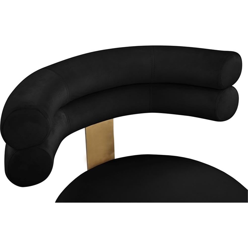 Meridian Furniture 747Black-C Fitzroy Collection Velvet Upholstered Dining Chair with Deep Channel Tufted Back, Set of 2, Black, 24.5" W x 22" D x 32.5" H