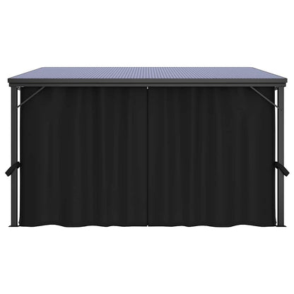 Outdoor Gazebo 13.3'x9.6' Hardtop Canopy with Privacy Curtains, Anthracite Aluminum Frame Pavilion for Garden Patio Backyard BBQ Events