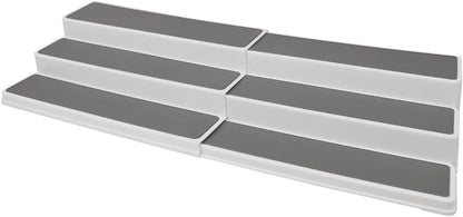 Home Basics 3-Tiered Plastic Expandable Spice Rack - Adjustable Length Kitchen Organizer for Cabinet, Pantry, or