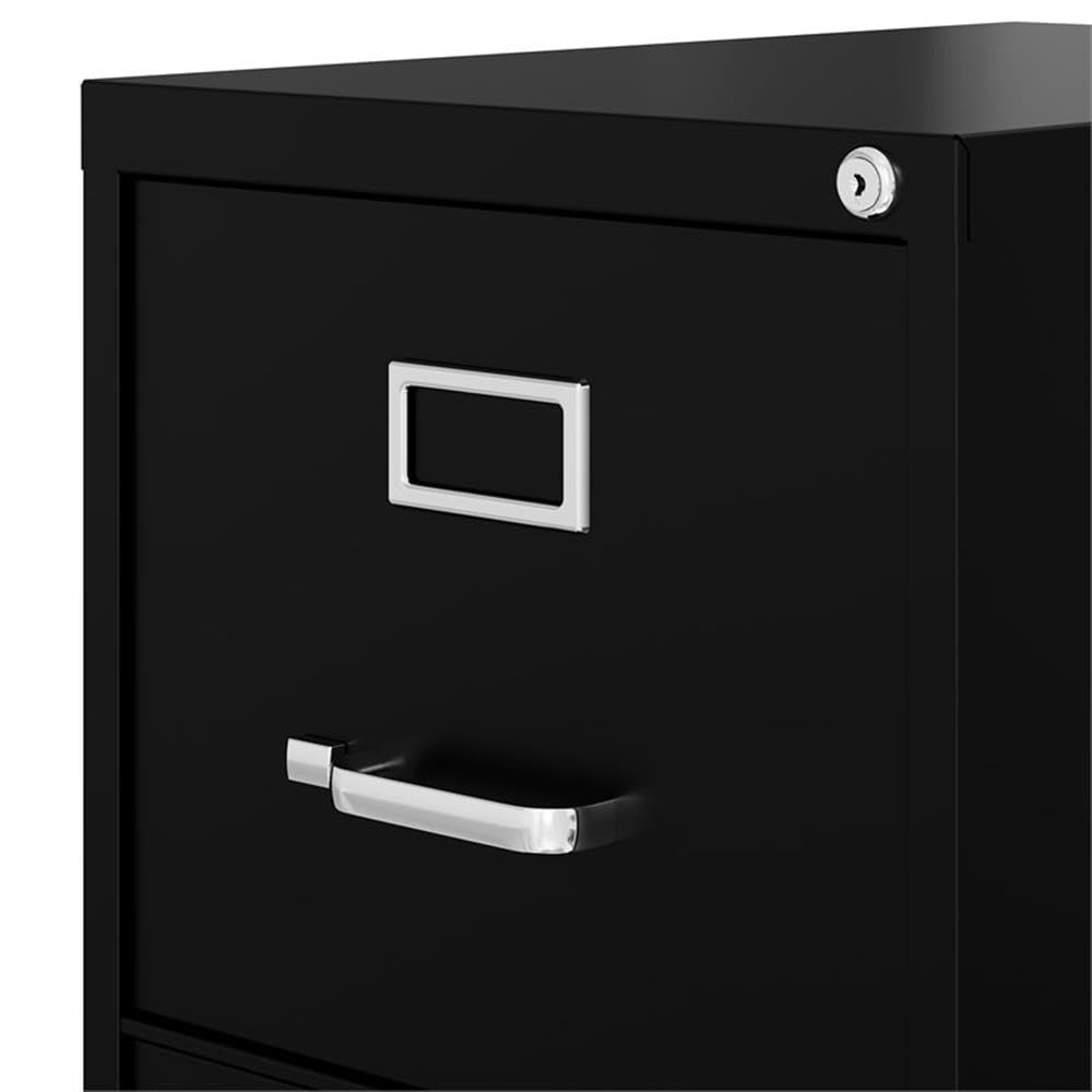 Pemberly Row 4 Drawers 52" Vertical Black Metal Filing Cabinet Lockable Pre-Assembled Stationary Letter Size for Home, Office