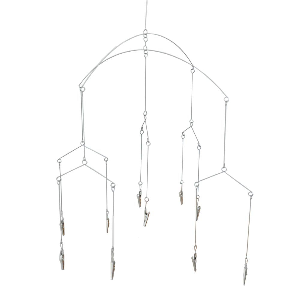 Wind Chime Style Photo Clip Display, Metal Vertical Photo Hanging Display Clips Fan for Hanging Pictures Notes Memo Artworks Collage Dorm Kids Bedroom Decor (Silver, 10 Clips)