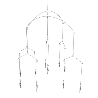 Wind Chime Style Photo Clip Display, Metal Vertical Photo Hanging Display Clips Fan for Hanging Pictures Notes Memo Artworks Collage Dorm Kids Bedroom Decor (Silver, 10 Clips)