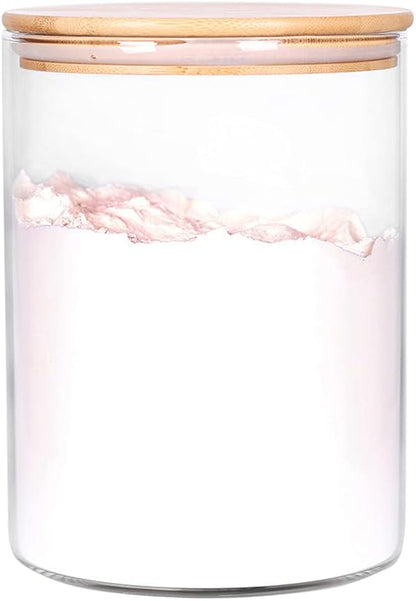 Large Glass Flour Container with Airtight Bamboo Lid, 3L Food Jar for Storage of Flour, Sugar, Cookies, Rice